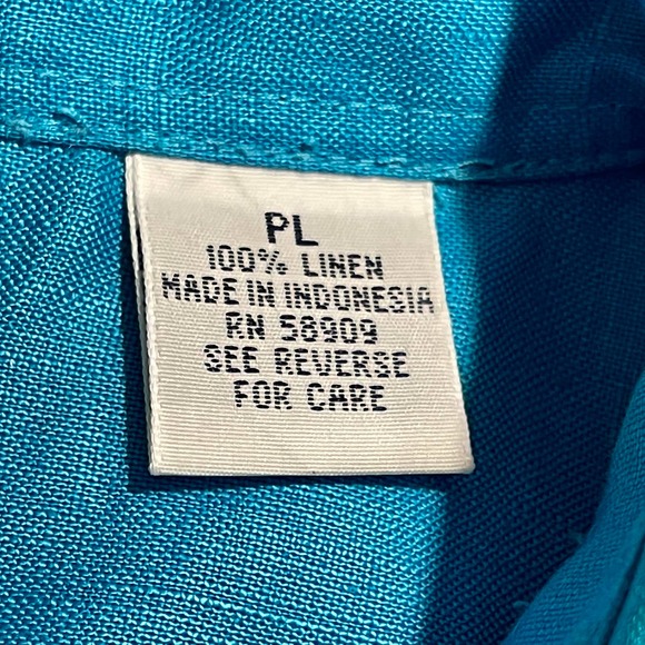 Westbound Petite 100% Linen Blue Button Front Top Women's Sz PL S1055-01 - Picture 11 of 11